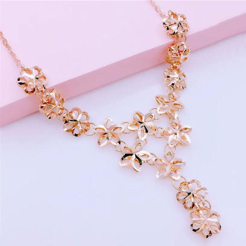 Peach Blossom Purple Gold Necklace Plated With Rose Gold Exquisite Personality Trendy Gold Shiny Collarbone Chain