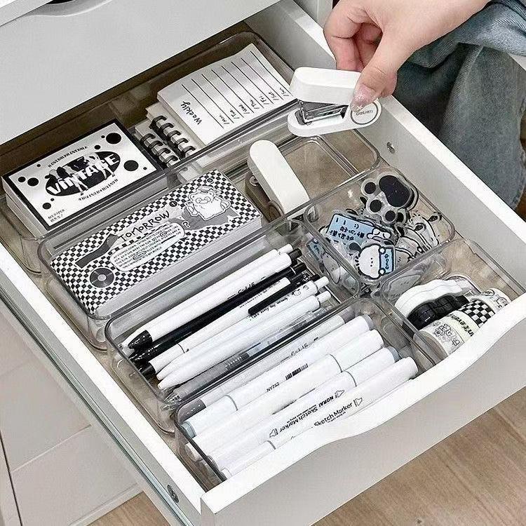 Rectangular Plastic Desk Drawer Organizer for Stationery and Pens