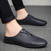 Men's Leather Slippers Hollow Sandals Casual Shoes