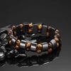 Men's Tiger Eye Stone Bracelet, Fashion String Beads, Black Oyster Shell, Elastic Jade Stone