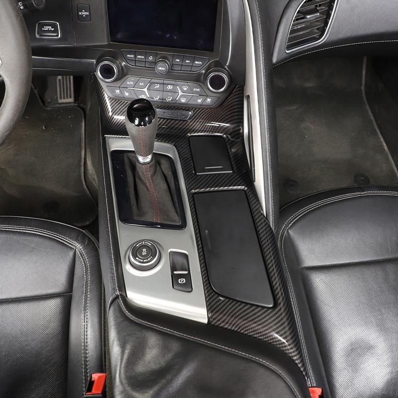 ABS Carbon Fiber Car Center Console Gear Shift Panel Frame Cover Trim For Chevrolet Corvette C7 2014- Interior