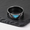 Vintage Gun Black Stainless Steel Ring for Men,Triangular Cut Natural Turquoise Ring,Punk Stylish Male Jewelry