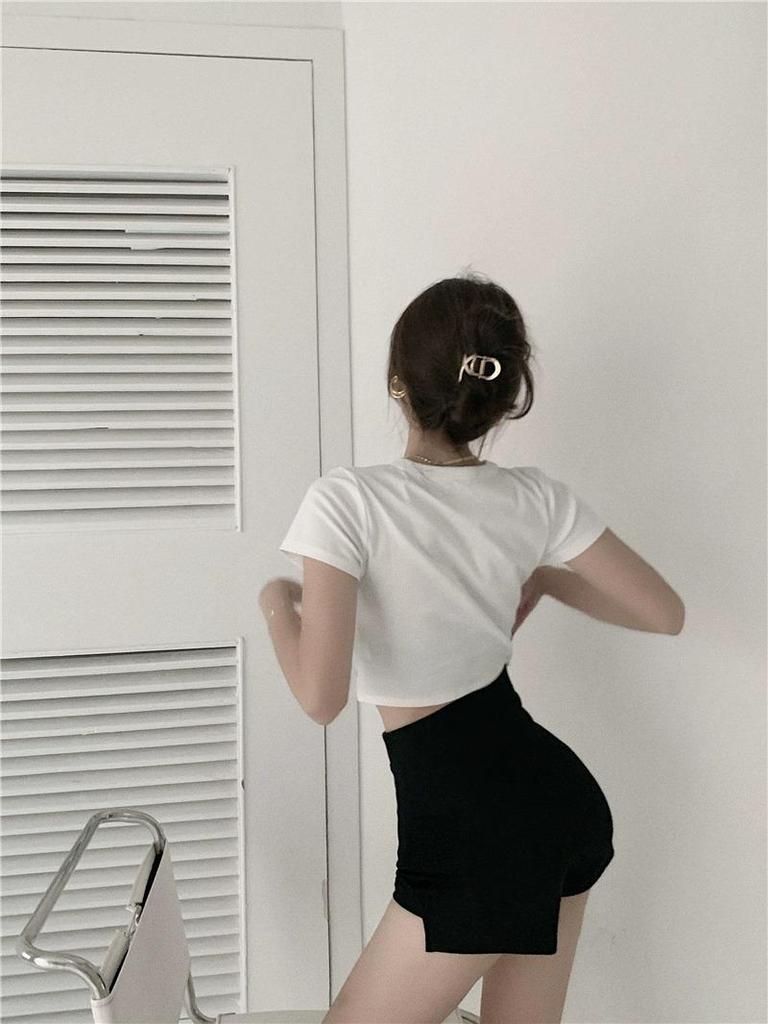Lisa-Style Hip-Hop Jazz Black Slimming Shorts - Spicy Tight Hip-Hugging Elastic Hot Pants