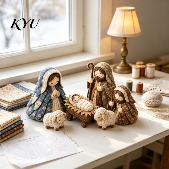 Σετ Δημιουργίας Σκηνής Γεννήσεων Patchwork DIY, Σετ DIY, Διακοσμητική Τέχνη Ραψίματος Υφασμάτων για Μανδύα, Θρησκευτικό Κουβερτοκέντημα, Χειροποίητη Διακόσμηση Σπιτιού Χριστουγέννων