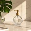 Lotion Glass Container 400ML Beach Seashell Refillable Soap Dispenser, Liquid Hand Bottle Container, Pump for Bathroom Kitchen Countertop Dispenser