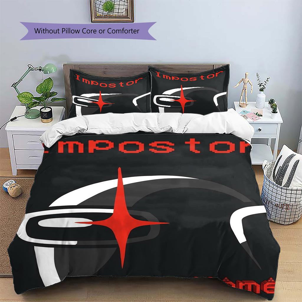 Among Us Custom Name Pattern Bedding,Quilt Set Quilt Cover Pillowcase Home Birthday Gift(1 * Duvet Cover + 2 * Pillowcase, Without Core)
