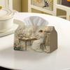 1pc 2D Flat Retro Elegant Women'S Writing Scene Floral Decorative Tissue Box, Polyester Material, Plus Size
