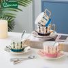 European Style Gilded Ceramic Coffee Cup with Dish Office Light Luxury Mug Afternoon Tea Cups Household Drinkware