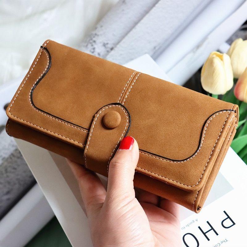 Stylish Vintage Pu Leather Long Wallet For Women With Magnetic Closure And Soft Texture