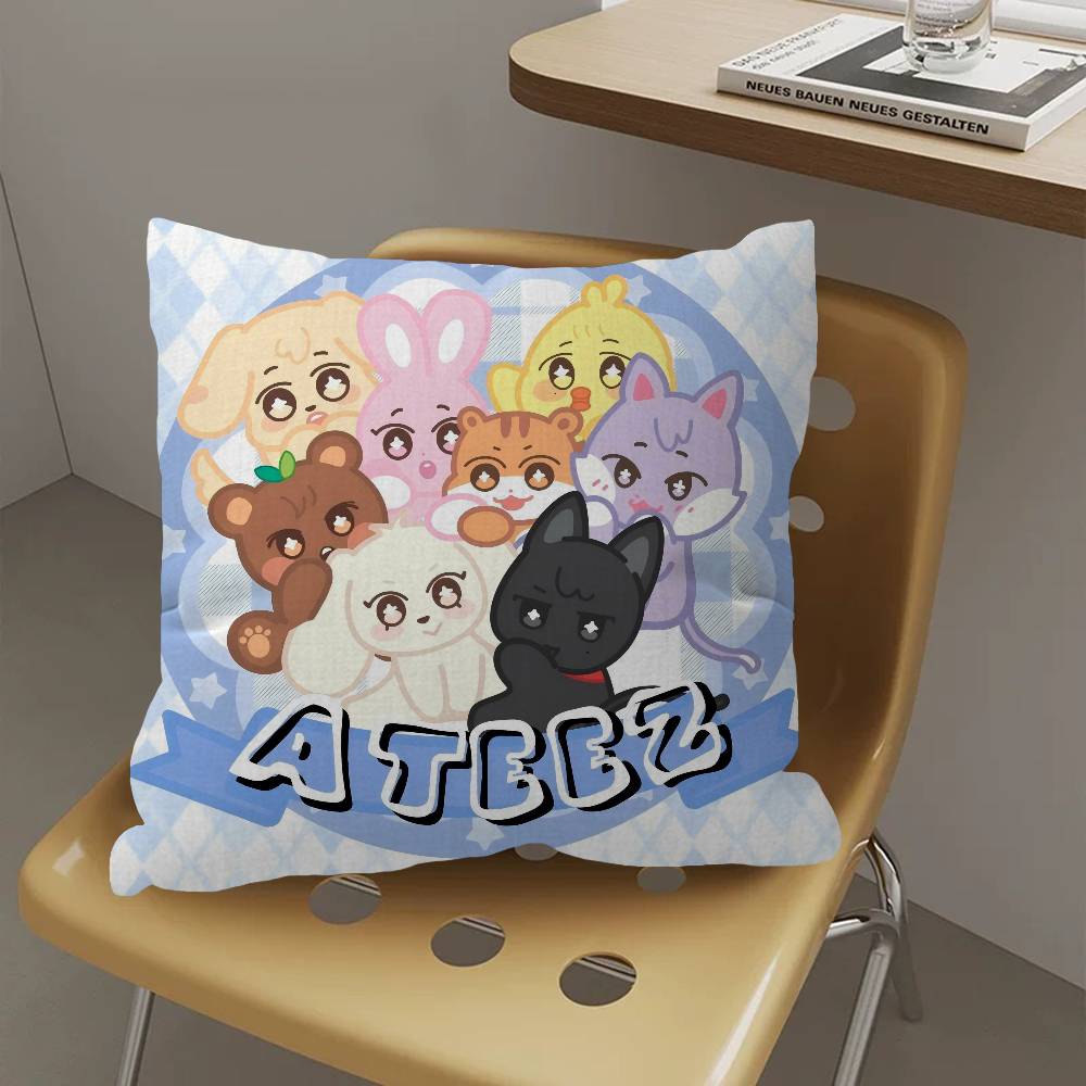 Kpop Group A-Ateez Pillowcase toon Gift Cushion Cover Bedroom Home Sofa Chair Seat Decor pillow case