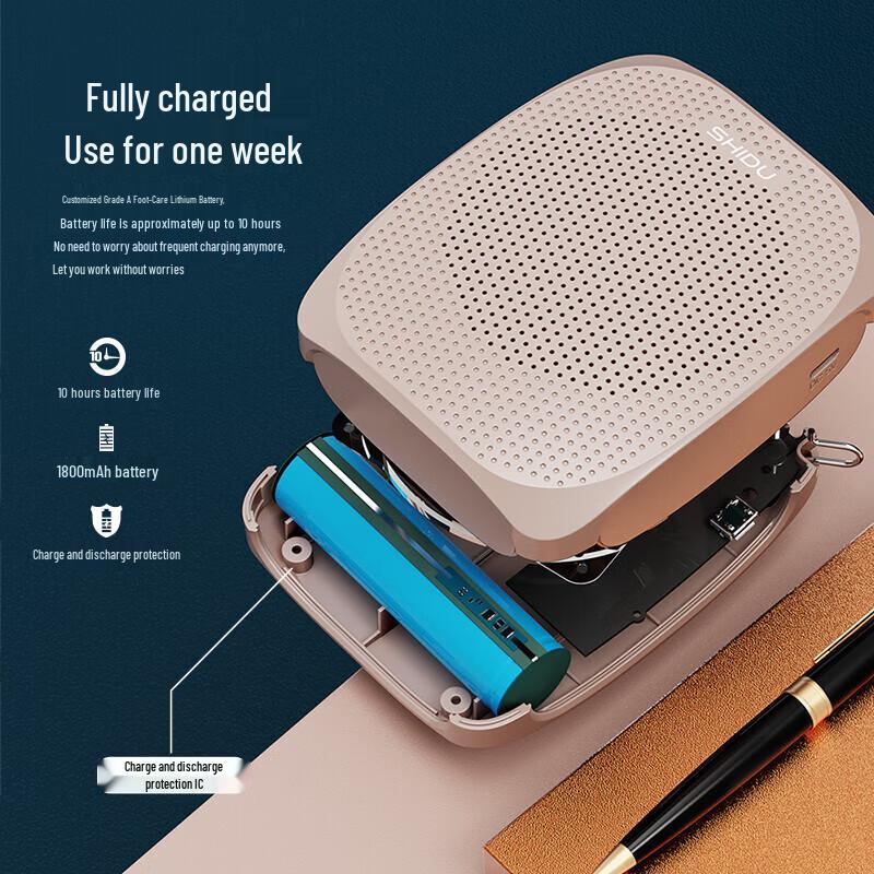 SHIDU S258 Portable Voice Amplifier with Microphones CN Plug (adapter Included) (CN Version)