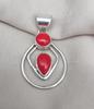 Red Coral Pendant: Two-Stone 925 Sterling Silver Boho Necklace