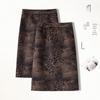 Women's High Waist Leopard Print Suede Skirt - Autumn/Winter 2025