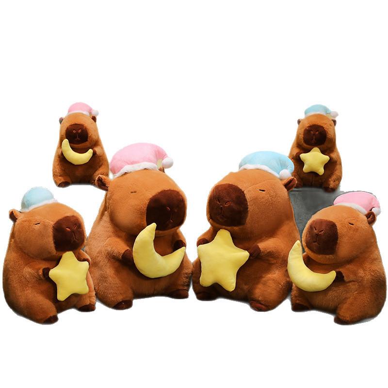 Cute Moon Star Sleeping Hat Capybara Cartoon Plush Toy For Children Gift