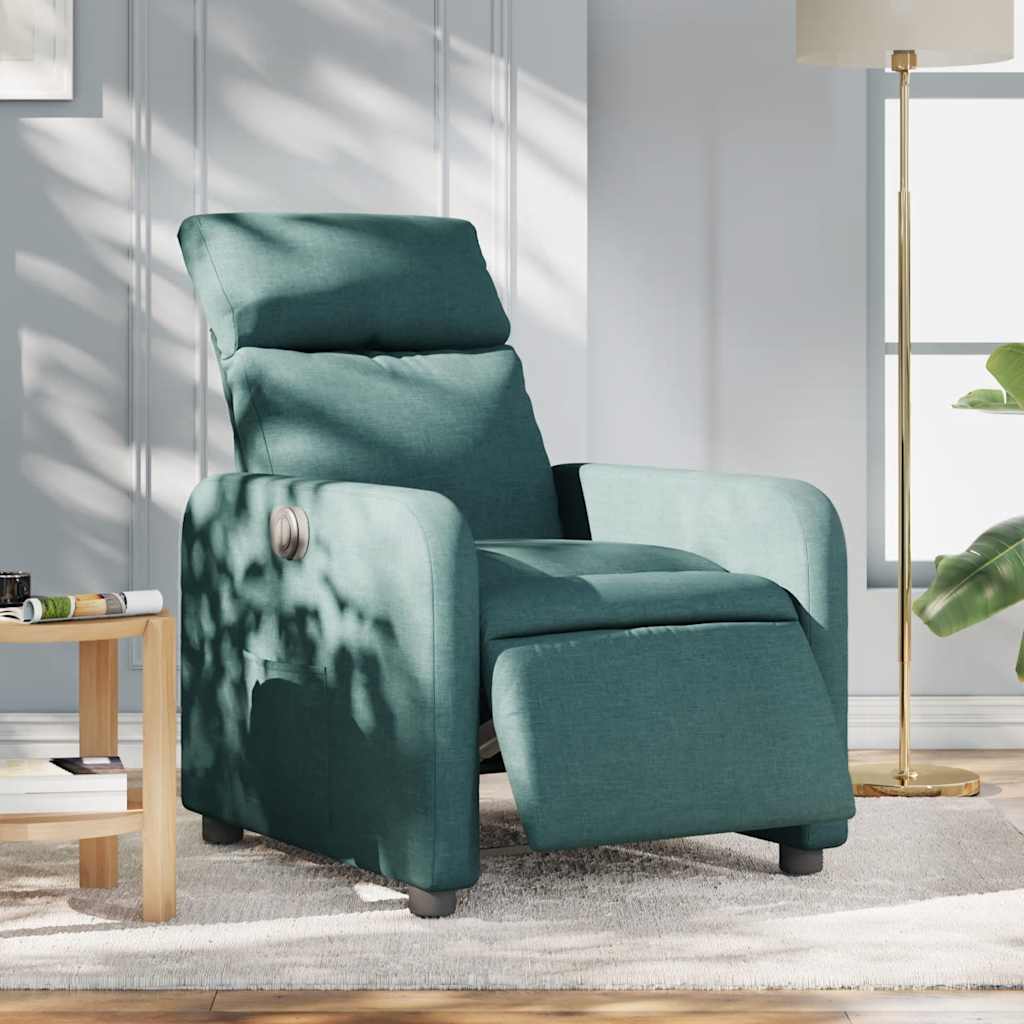 Electric Recliner Chair Dark Green Fabric