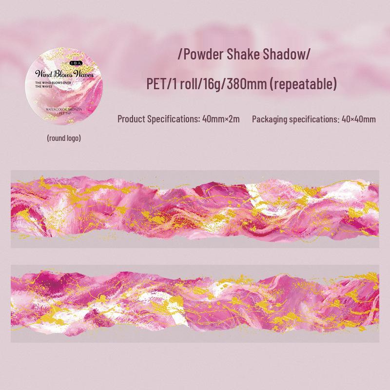 Ketchup Girl Ocean Wave Theme PET Adhesive Tape – Wind Blown Waves Journal Decoration Series.