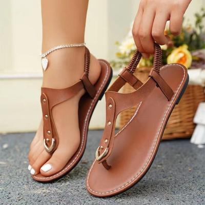 Damessandalen 2025 Nieuwe Leren Slippers Zomer Knijpt teen Strandsandalen voor Dames Antislip Platte Sandalen Sandalias Mujer