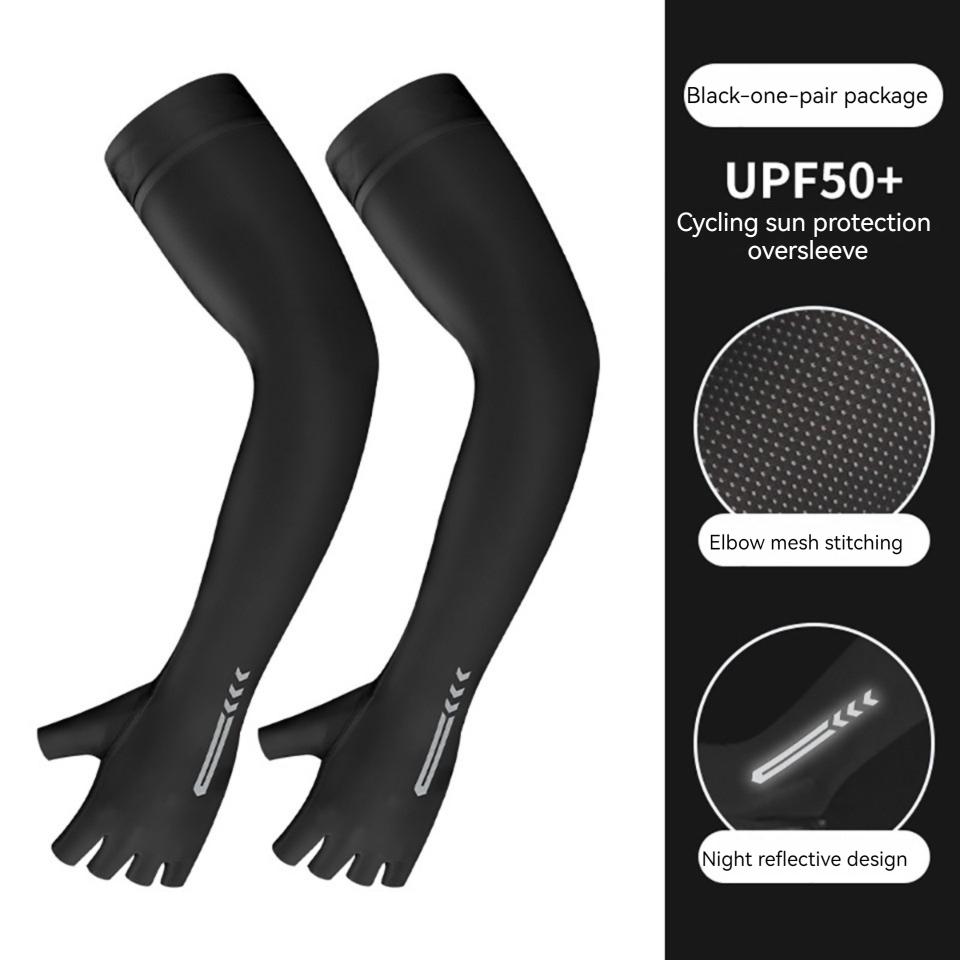 

1 пара велосипедных нарукавников, летние, прохладные, быстрые, нескользящие, однотонные, для бега, солнцезащитные, дышащие, рыболовное снаряжение XL чёрный