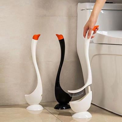 Tvar Labutě Dlouhá Rukojeť WC Štětka Hustá Štětinová Hlavice Plastové WC Zvlášťadlo Domácí Kreslený Držák na WC Štětku Koupelna