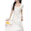 Deer to the South 'Faint Light' Apricot French Square Neck Short-Sleeve Summer Dress for Women