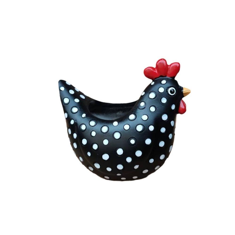 

Chicken-Shaped Spotted Chicken Flower Pot Cartoon Resin Small Planter Container Garden Decoration Succulent Flower Pot Garden чорний