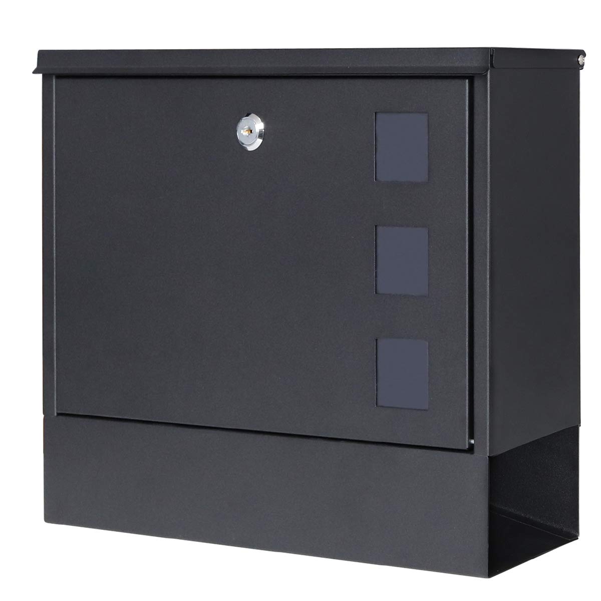 Jssmst Mailbox, Large Post Box, Family Post, Key Lock, Metal, Newspaper Box (HPB911-Black Sand Pattern)
