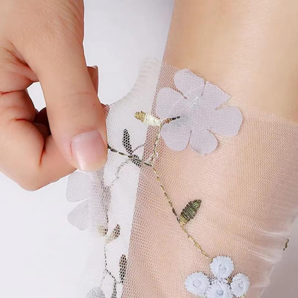 Breathable Tulle Socks Transparent Long Socks Sweet Lace Socks  Women Girls