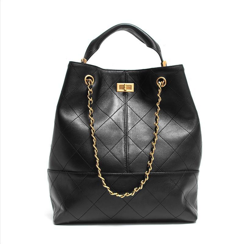 Factory Korean Diamond-style Chain Bucket Bag Sheepskin Light Luxury Women's Large-capacity High-end Portable Tote