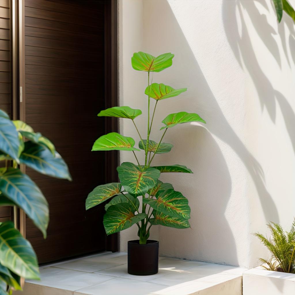 43" Artificial Palm Tree With 15 Green Leaves - Outdoor UV Resistant Artificial Plant For Various Room Types, Does Not Include Pot