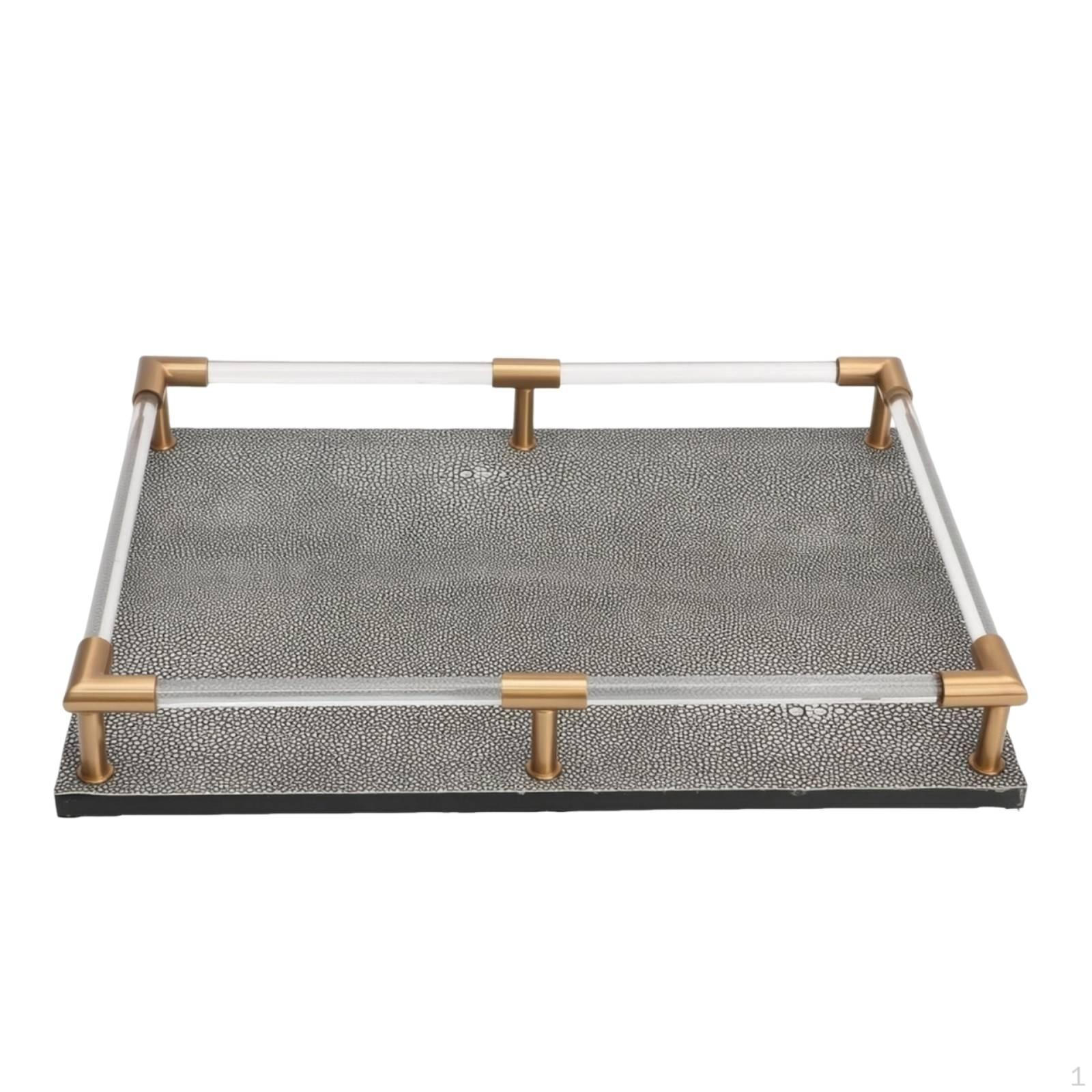 Rectangular Serving Tray Textured Decorative Organizer Open Top for Decor