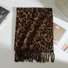 New retro leopard print imitation cashmere fringed scarf women's autumn and winter thickened warm American Spice Girl scarf shawl