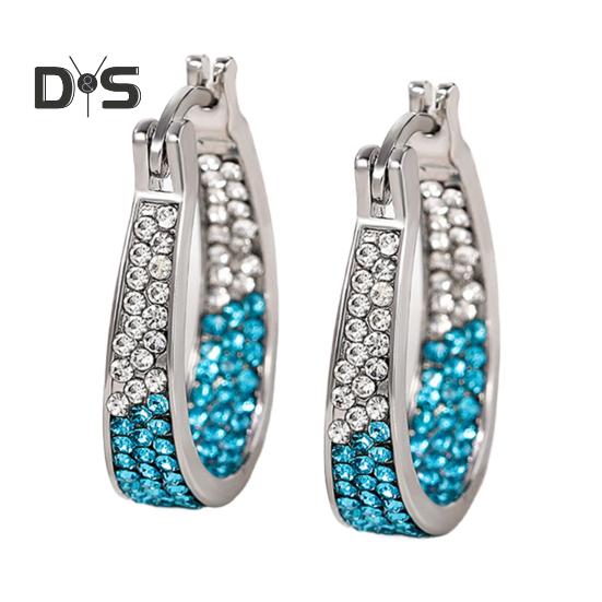 

1 пара женских сережек-колец с цветными стразами, большие круглые геометрические висячие серьги, украшения из сплава для ежедневного выпускного вечера разноцветный