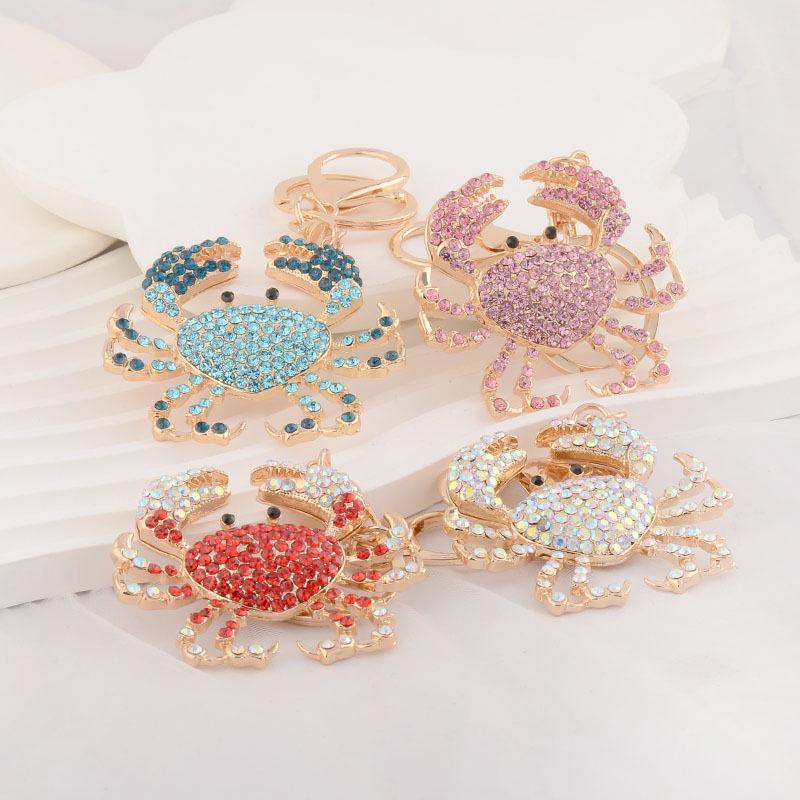 Colored Rhinestone Crab Keychain - Metal Bag & Car Pendant, Small Gift Event Accessory