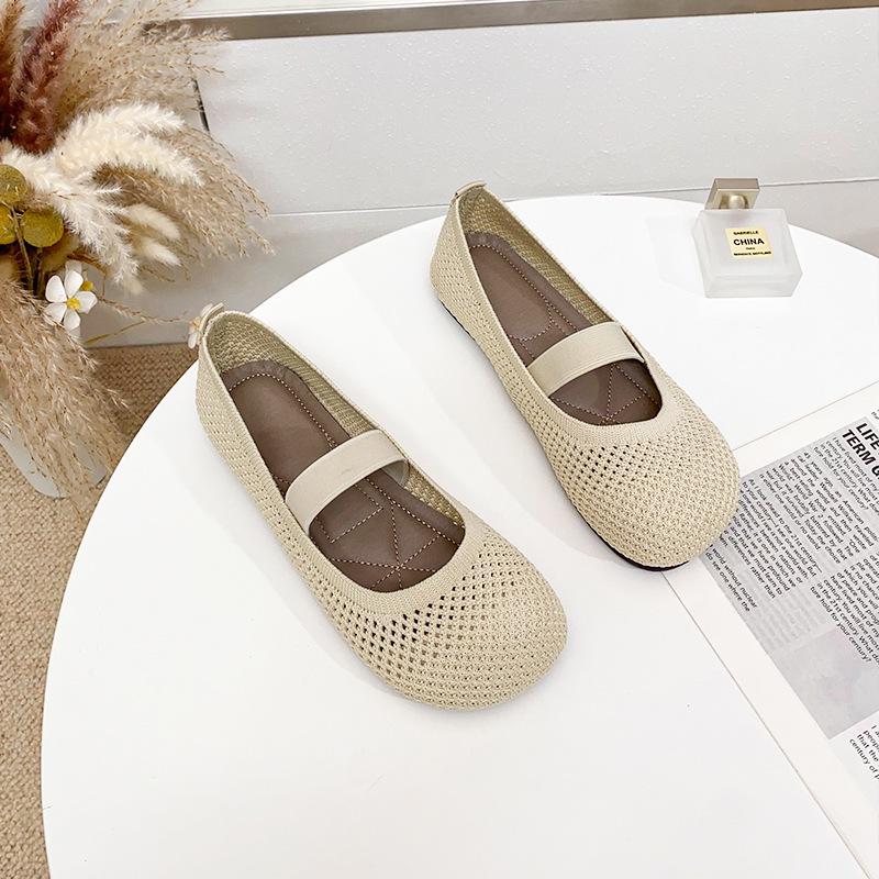 Slip-On Women's Breathable Knit Loafers – Solid Color, Soft Sole, Comfortable for Spring & Summer Driving