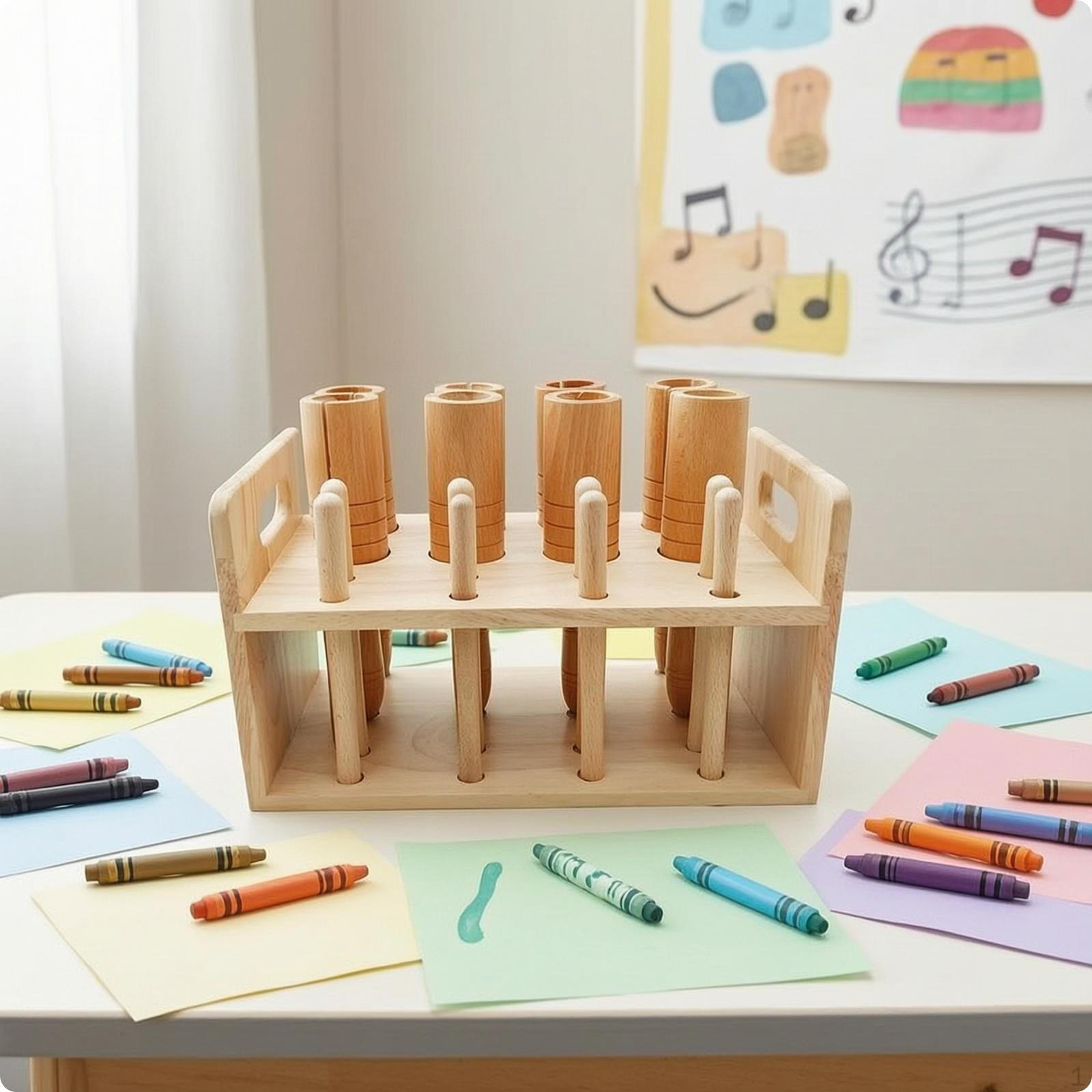 Rhythm Percussion Instrument Early Learning Wooden Set with Rack for Young