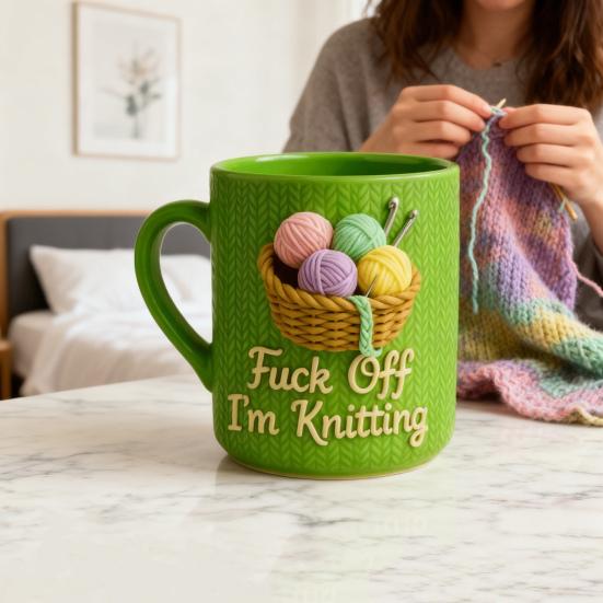Mug Tricot Drôle avec Citation Sarcastique 11/15oz Tasse à Café en Céramique Cadeau Nouveauté pour les Passionnés de Tricot et de Crochet
