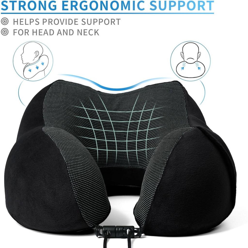 Poduszka podróżna Poduszka podróżna do samolotu Pianka z pamięcią, Poduszka podróżna Komfortowe wsparcie głowy, szyi, podbródka, Miękka aksamitna poduszka do samolotu