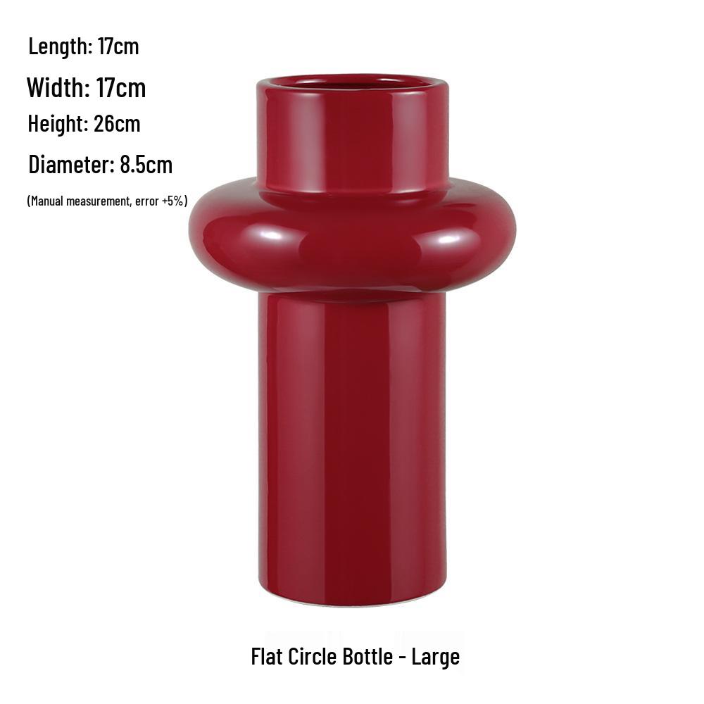 Čínská červená keramická váza ze poloviny století - Novoroční speciální ozdoba pro obývací pokoj nebo svatební aranžmá ze sušených květin