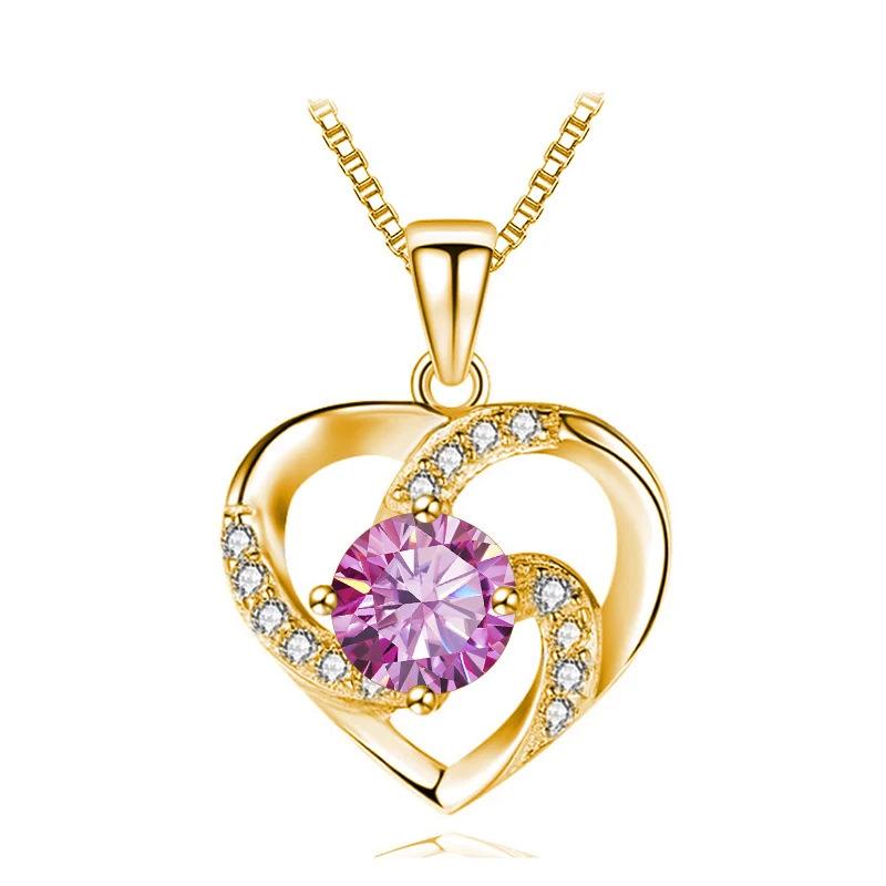 6.5mm Gold Plated Heart Shaped Moissanite Pendant Necklace D VVS1 Exquisite Fine Jewelry For Women