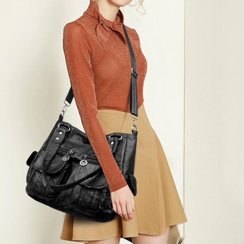 Designer Women Soft Leather Shopping Handbags Luxury Female Shoulder Crossbody Bag Ladies Casual Totes Shopper Messenger Bags