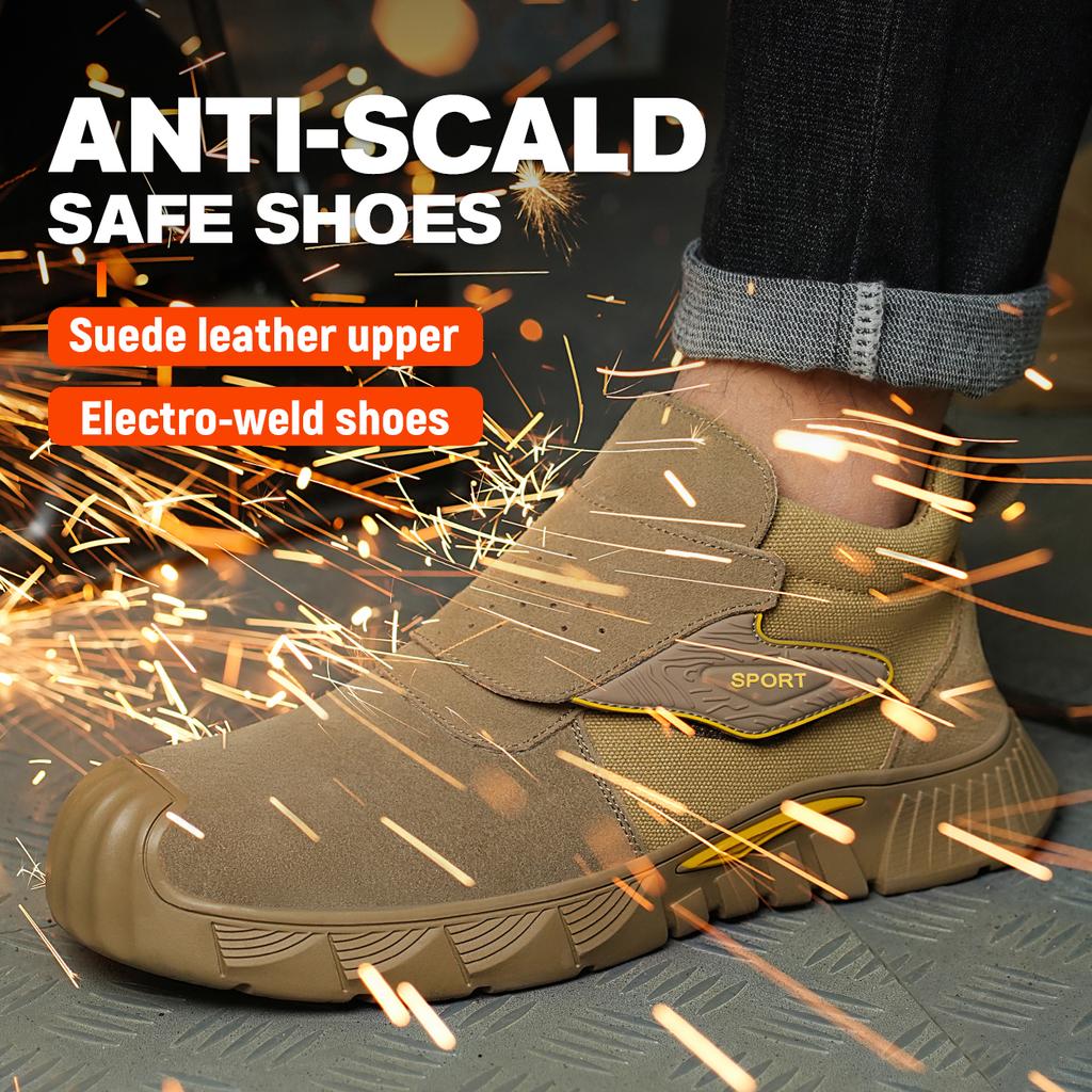 Men's Safety Shoes Anti-Puncture Reinforced Sole Steel Toe Men's Work Shoes Lightweight Slip Resistant Shoes Men's Boots