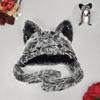 Dark Series Gothic Plush Hat Y2K Cross Metal Style Headwear Cosplay Cat Ear Hat Halloween Punk Rock Warm Cap For Women Men