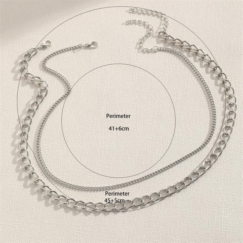 European and American Ornament INS Vintage Thick and Thin Chain Layered Double-layer Necklace Hip-hop Street Style Unisex Necklace