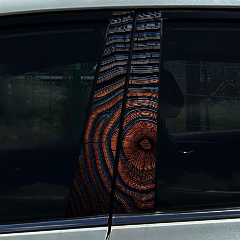 2Pcs/set Wood ized Car Center Pillar Sticker Wood Auto B Pillar Protective Film Decoration Scratch Cover Sticker