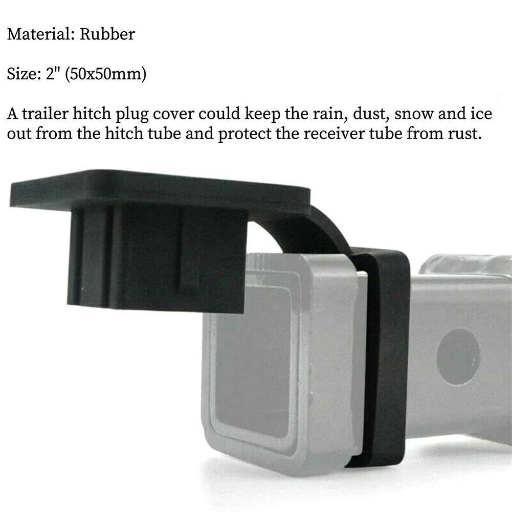 Tow Plug Tube Cap Protector Waterproof Trailer Hitch Cover Dustproof 2 Inch Receiver Auto Square Plug Tow Hook Cover