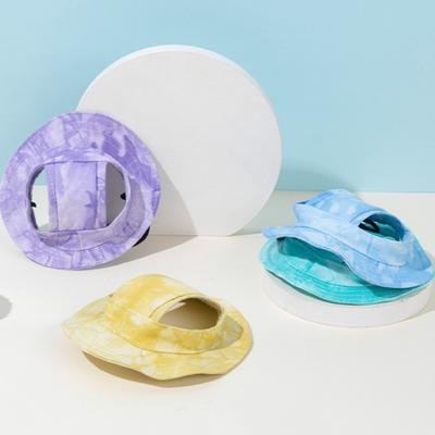 Pet Sun Hat Drawstring Adjustable Tie-Dye Denim Pet Hat Breathable Sun Protection Hat with Ear Holes for Dogs And Cats