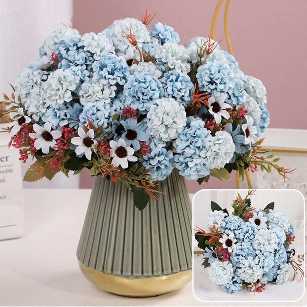 15 flower head artificial flower silk hydrangea white wedding small bouquet fake flower party DIY decoration
