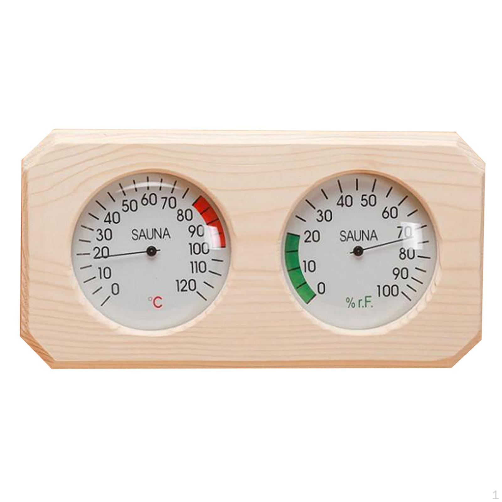 Pine Wooden Sauna Hygrothermograph , Indoor Humidity Temperature Measurement