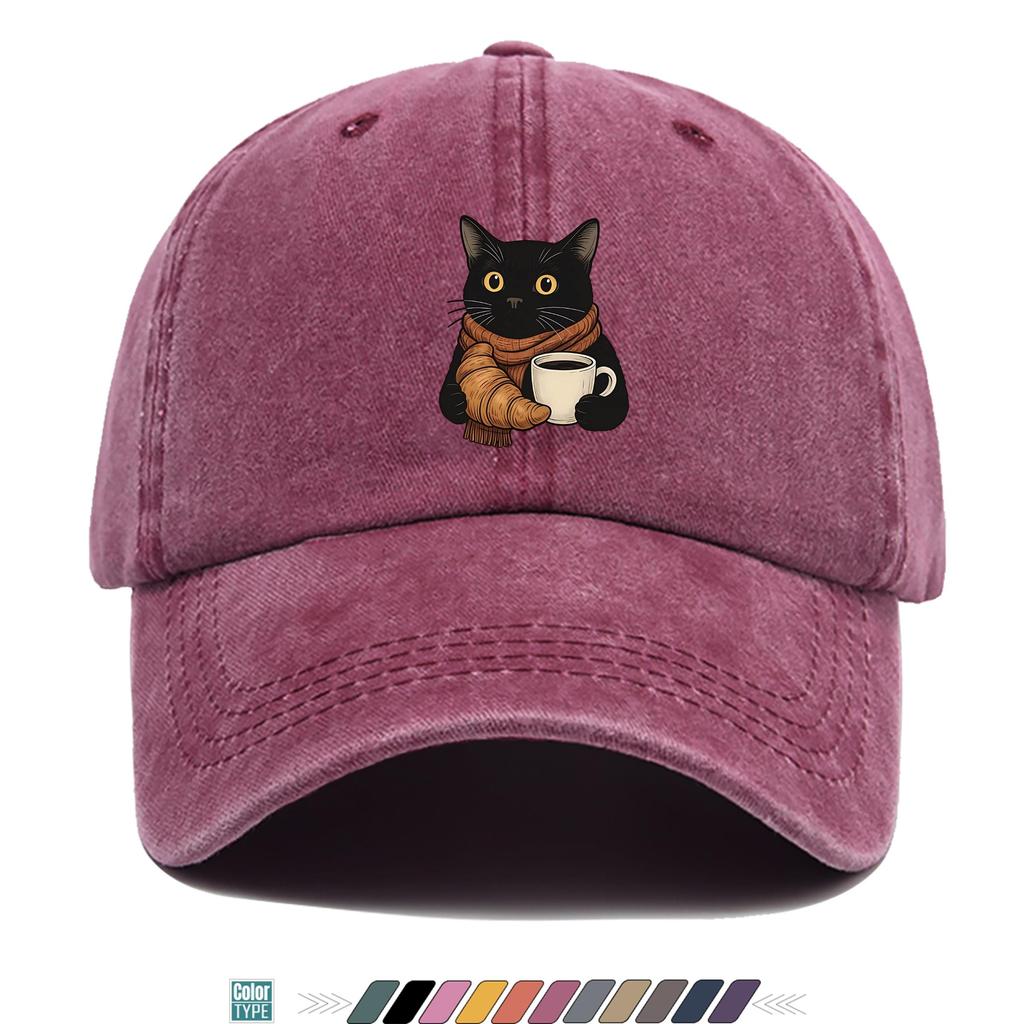 pc Worker Cat Pattern Printed Baseball Cap Vintage Illustration Style Design Trucker Hat Comfortable and Breathable Stylish