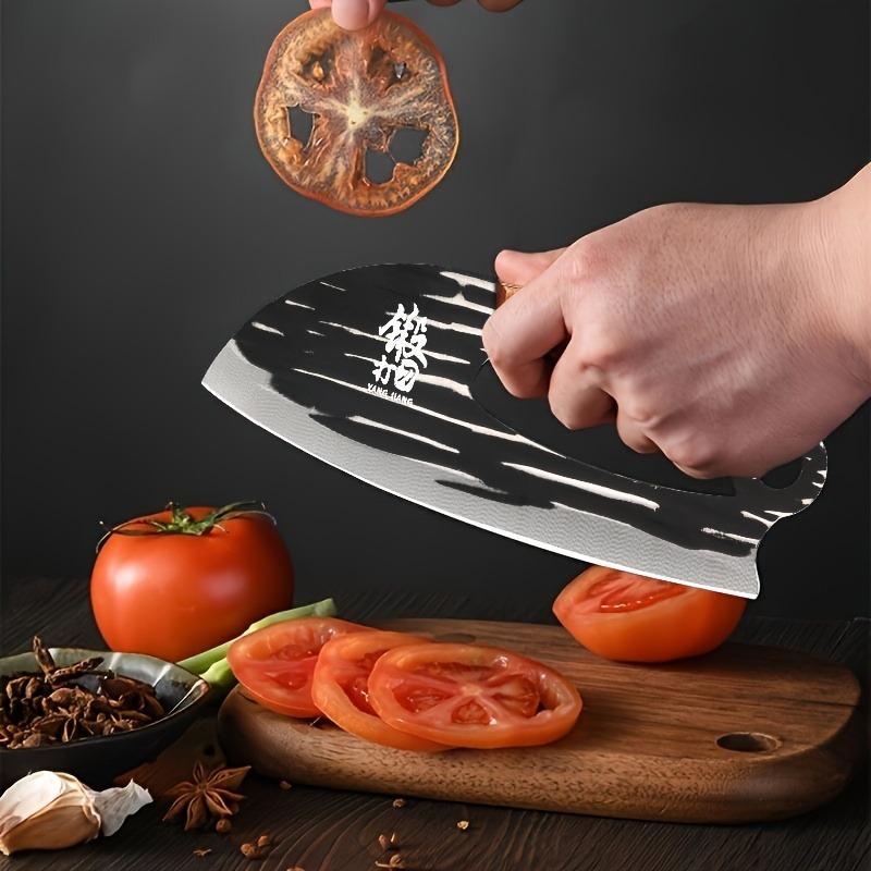 Cuțit de bucătar fără efort, Cuțit pentru tăiat carne, Cuțit de uz casnic pentru feliat legume și fructe, Cuțit de bucătărie forjat din oțel inoxidabil